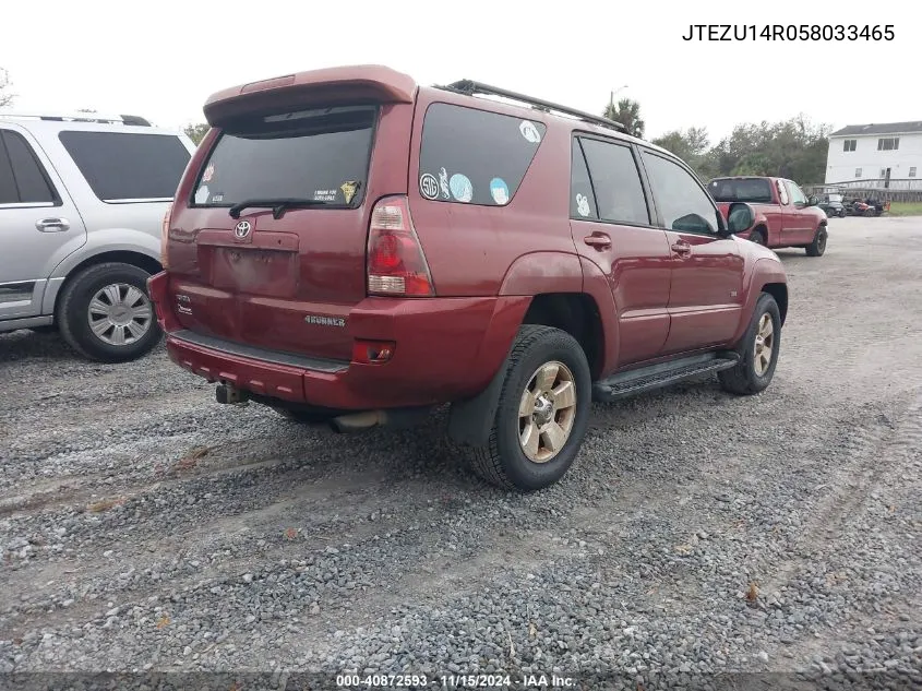 2005 Toyota 4Runner Sr5 V6 VIN: JTEZU14R058033465 Lot: 40872593