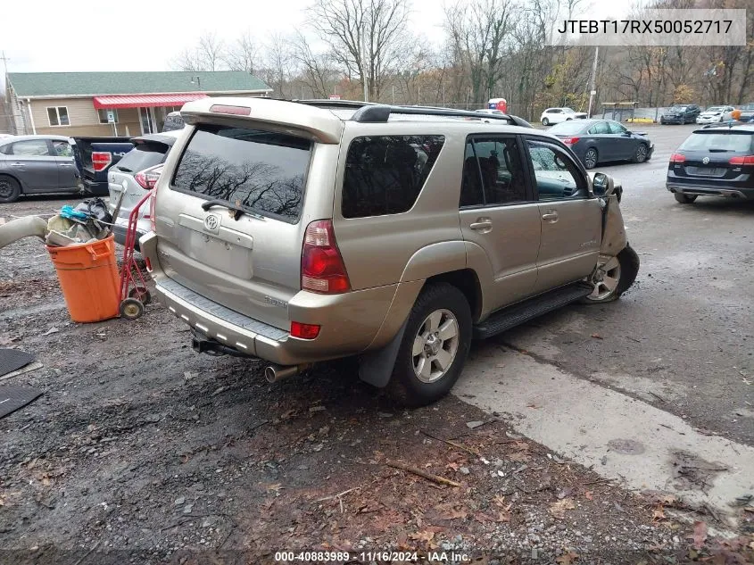 2005 Toyota 4Runner Limited V8 VIN: JTEBT17RX50052717 Lot: 40883989