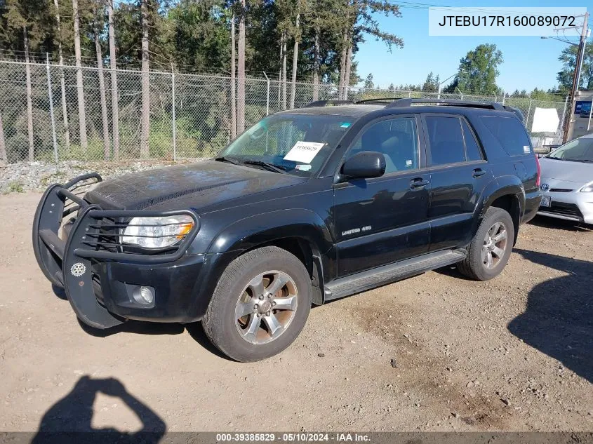 2006 Toyota 4Runner Limited V6 VIN: JTEBU17R160089072 Lot: 39385829