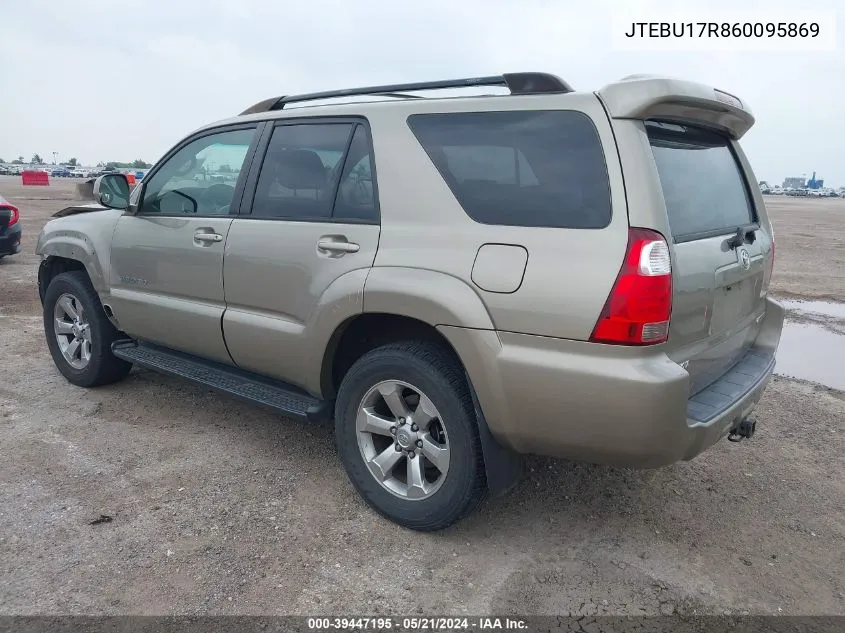 2006 Toyota 4Runner Limited V6 VIN: JTEBU17R860095869 Lot: 39447195