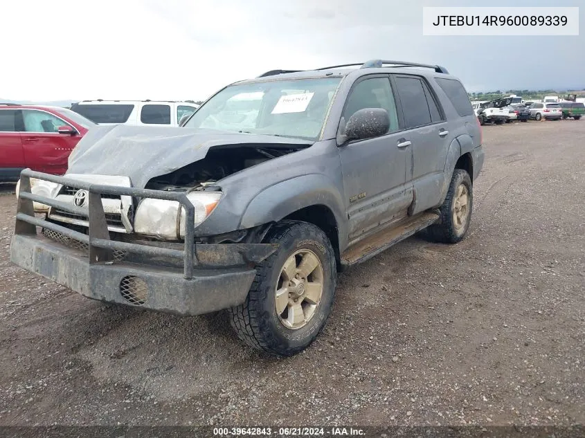 2006 Toyota 4Runner Sr5 V6 VIN: JTEBU14R960089339 Lot: 39642843