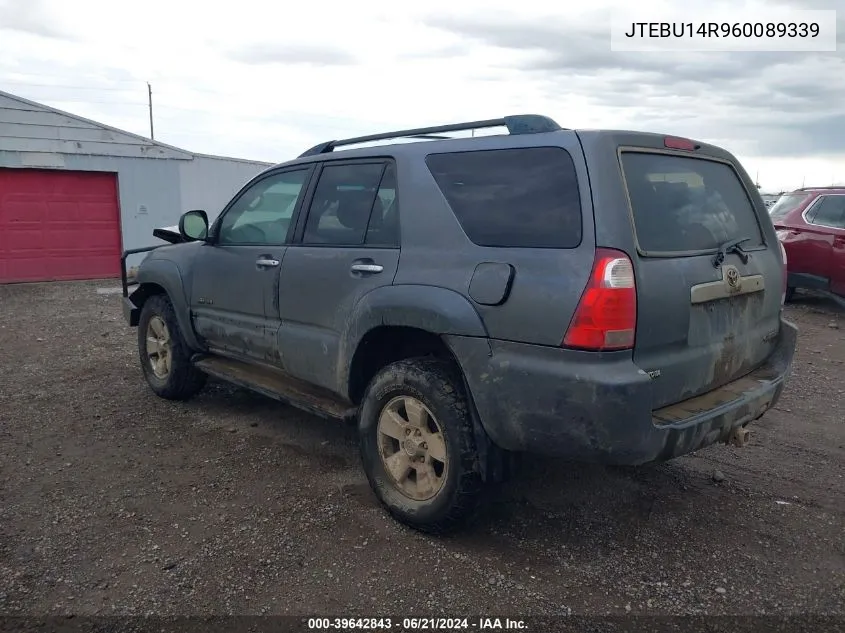 2006 Toyota 4Runner Sr5 V6 VIN: JTEBU14R960089339 Lot: 39642843