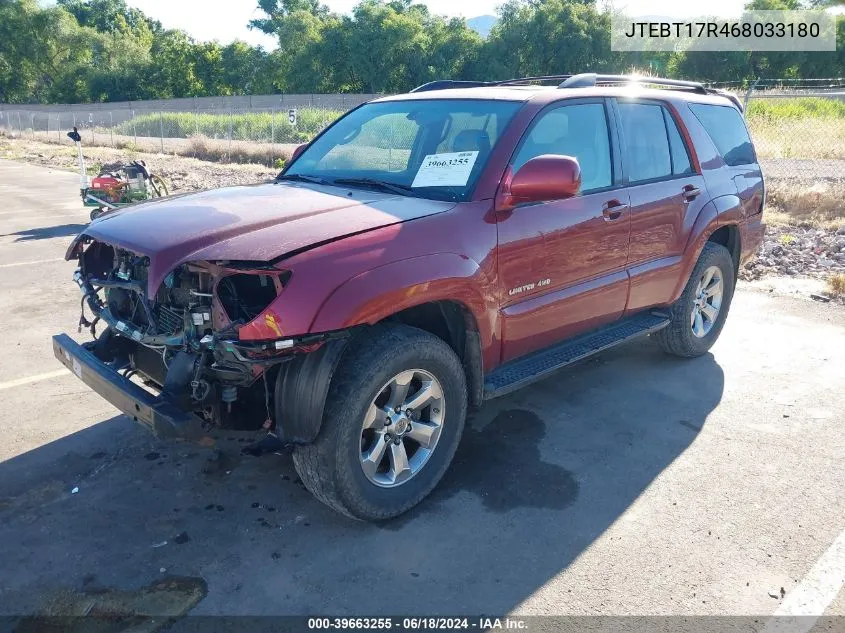 2006 Toyota 4Runner Limited V8 VIN: JTEBT17R468033180 Lot: 39663255