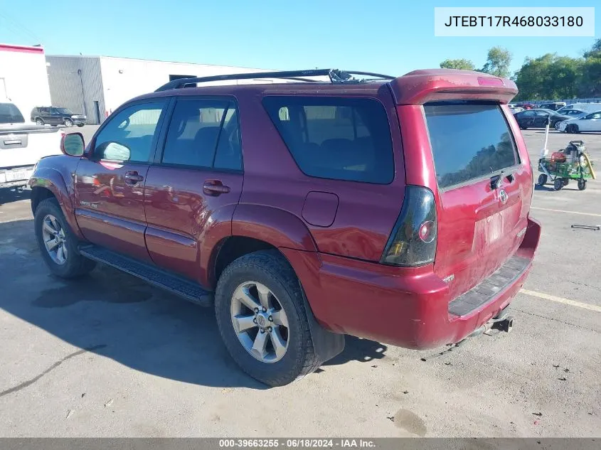 2006 Toyota 4Runner Limited V8 VIN: JTEBT17R468033180 Lot: 39663255