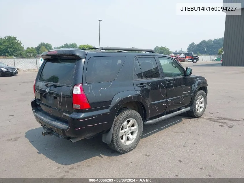 2006 Toyota 4Runner Sr5 Sport V6 VIN: JTEBU14R160094227 Lot: 40066289