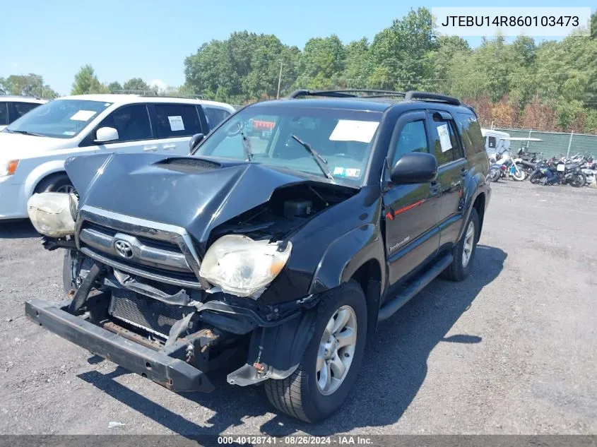 2006 Toyota 4Runner Sr5 Sport V6 VIN: JTEBU14R860103473 Lot: 40128741