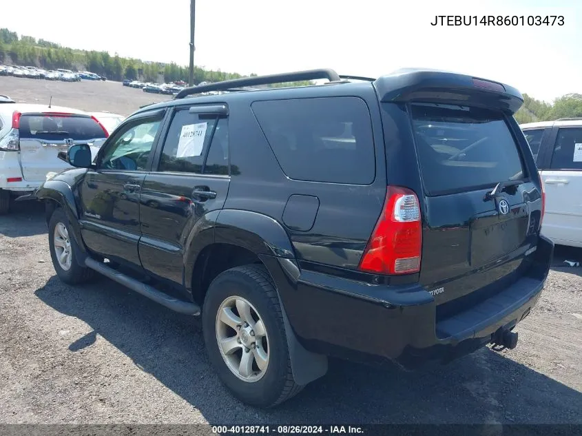 2006 Toyota 4Runner Sr5 Sport V6 VIN: JTEBU14R860103473 Lot: 40128741