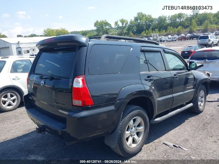 2006 Toyota 4Runner Sr5 Sport V6 VIN: JTEBU14R860103473 Lot: 40128741