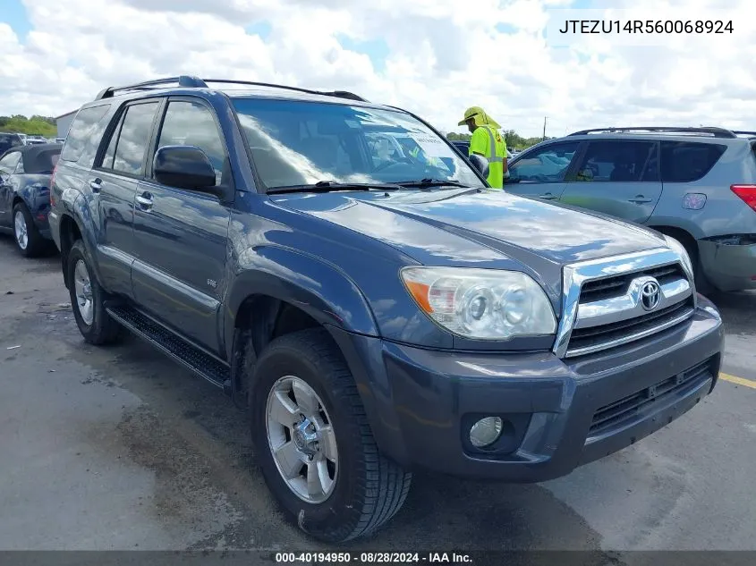 2006 Toyota 4Runner Sr5 V6 VIN: JTEZU14R560068924 Lot: 40194950