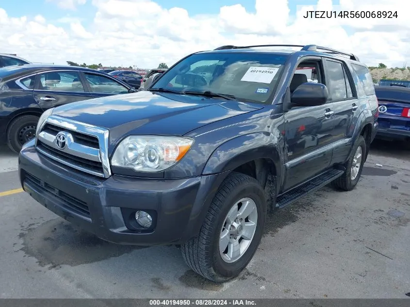 2006 Toyota 4Runner Sr5 V6 VIN: JTEZU14R560068924 Lot: 40194950