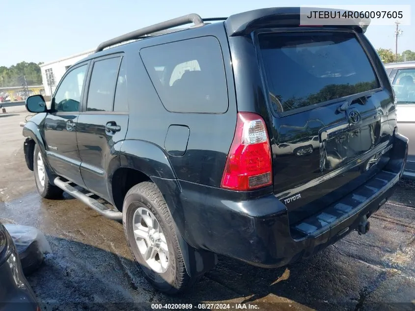 2006 Toyota 4Runner Sr5 Sport V6 VIN: JTEBU14R060097605 Lot: 40200989