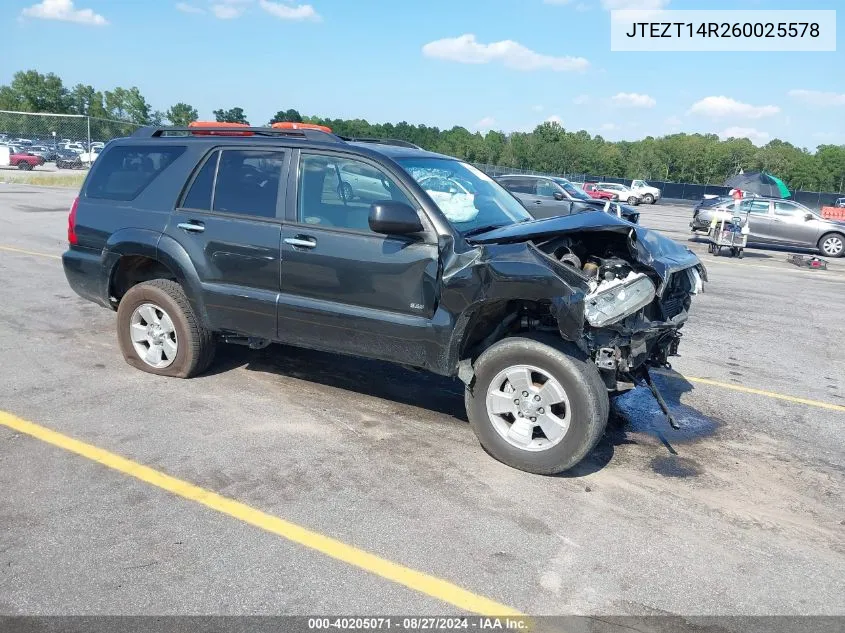 2006 Toyota 4Runner Sr5 V8 VIN: JTEZT14R260025578 Lot: 40205071