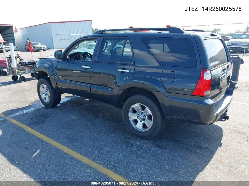 2006 Toyota 4Runner Sr5 V8 VIN: JTEZT14R260025578 Lot: 40205071