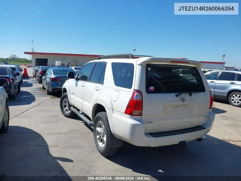 2006 Toyota 4Runner Sr5 Sport V6/Sr5 V6 VIN: JTEZU14R260066354 Lot: 40295336