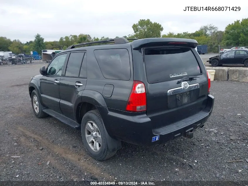 2006 Toyota 4Runner Sr5 V6 VIN: JTEBU14R668071429 Lot: 40334849