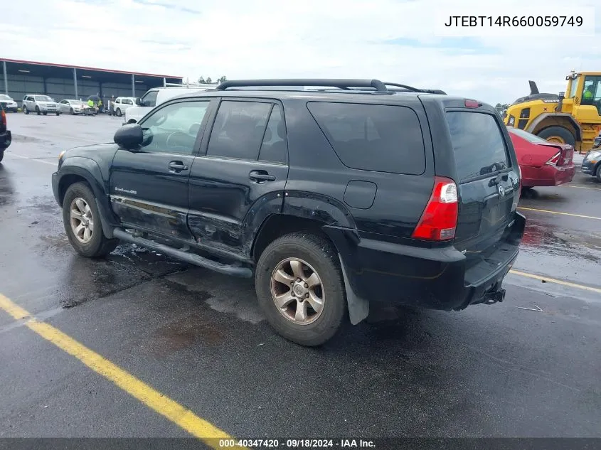 2006 Toyota 4Runner Sr5 Sport V8 VIN: JTEBT14R660059749 Lot: 40347420