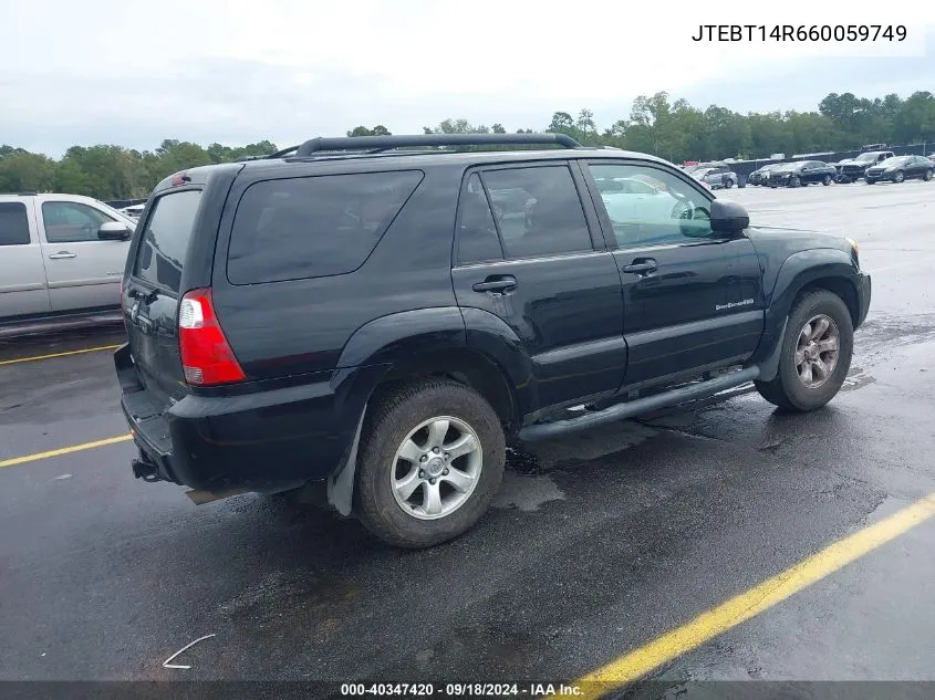 2006 Toyota 4Runner Sr5 Sport V8 VIN: JTEBT14R660059749 Lot: 40347420