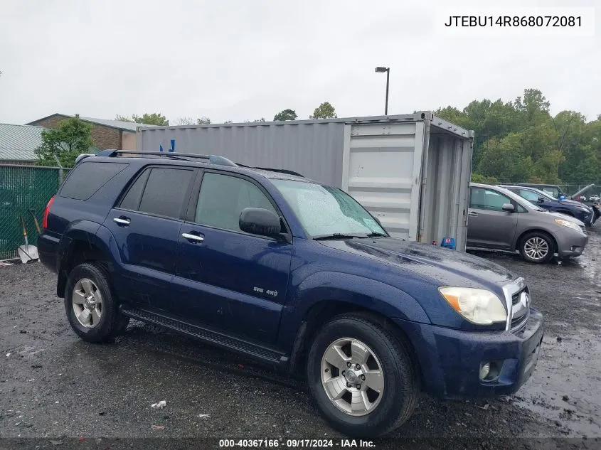 2006 Toyota 4Runner Sr5 V6 VIN: JTEBU14R868072081 Lot: 40367166