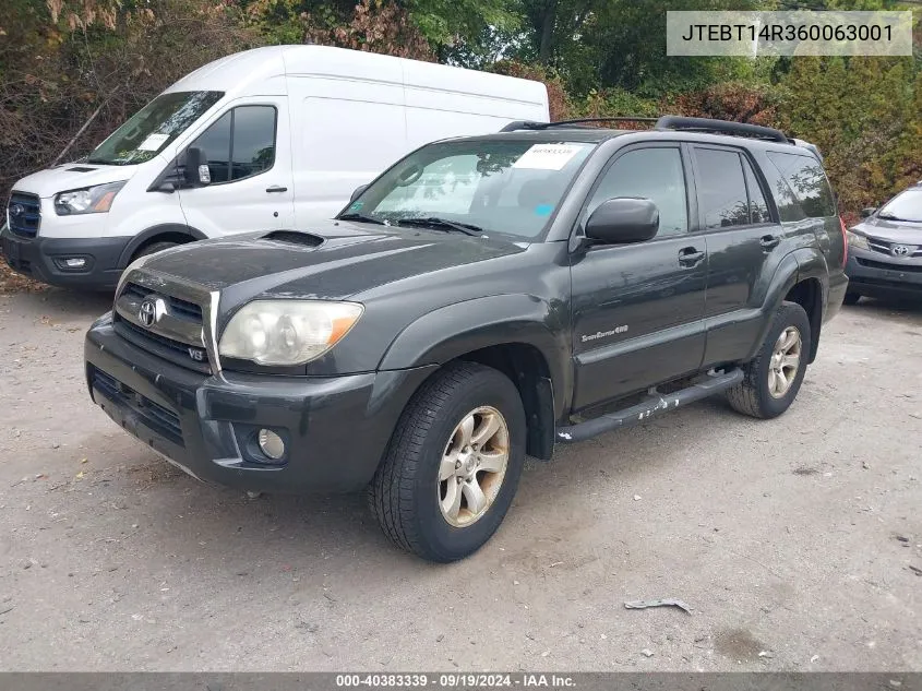 2006 Toyota 4Runner Sr5 Sport V8 VIN: JTEBT14R360063001 Lot: 40383339