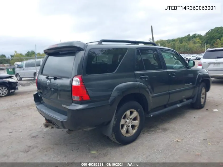 2006 Toyota 4Runner Sr5 Sport V8 VIN: JTEBT14R360063001 Lot: 40383339