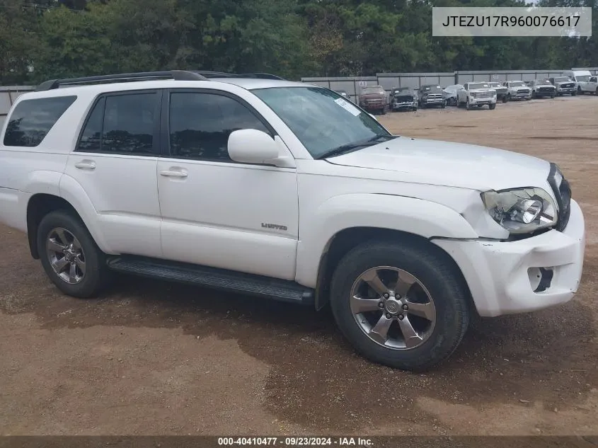 2006 Toyota 4Runner Limited V6 VIN: JTEZU17R960076617 Lot: 40410477