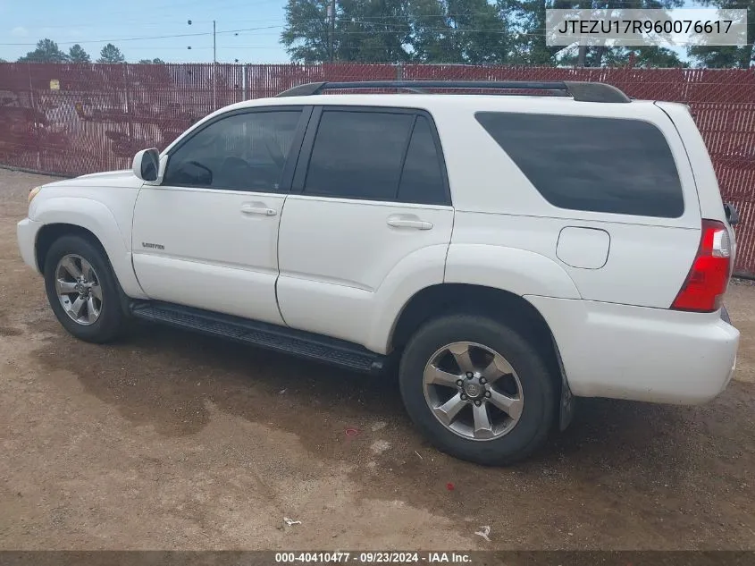 2006 Toyota 4Runner Limited V6 VIN: JTEZU17R960076617 Lot: 40410477