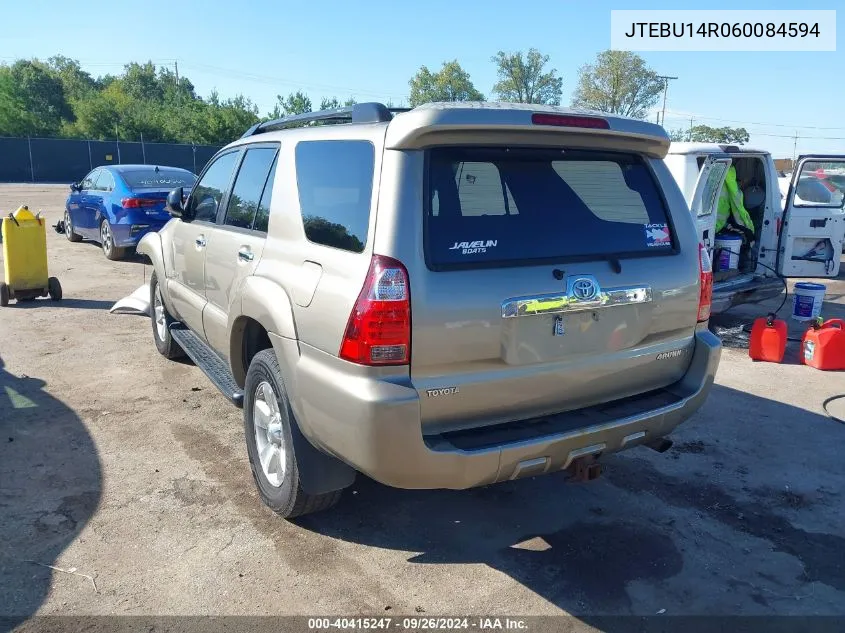 2006 Toyota 4Runner Sr5 V6 VIN: JTEBU14R060084594 Lot: 40415247