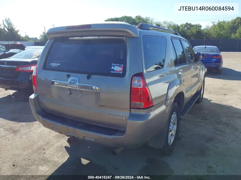 2006 Toyota 4Runner Sr5 V6 VIN: JTEBU14R060084594 Lot: 40415247