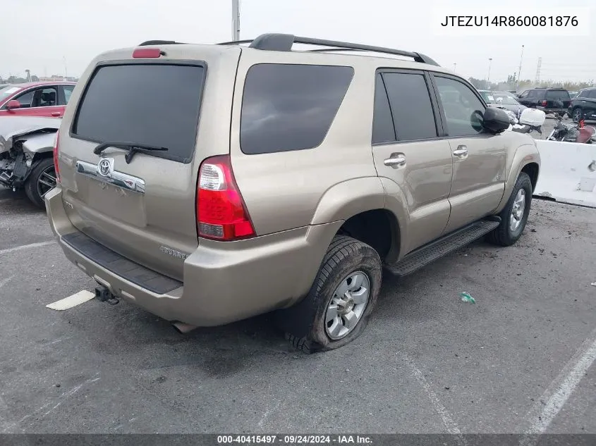 2006 Toyota 4Runner Sr5/Sport VIN: JTEZU14R860081876 Lot: 40415497