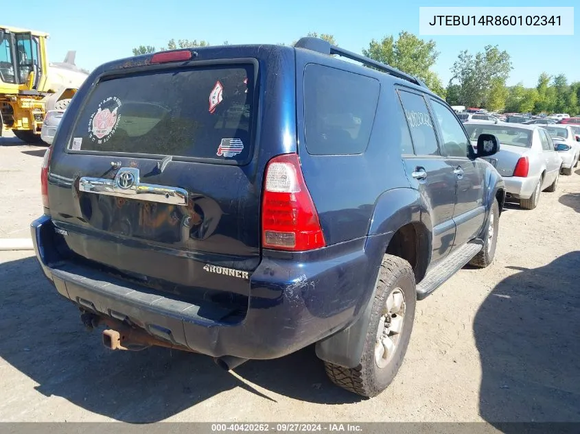 JTEBU14R860102341 2006 Toyota 4Runner Sr5 V6