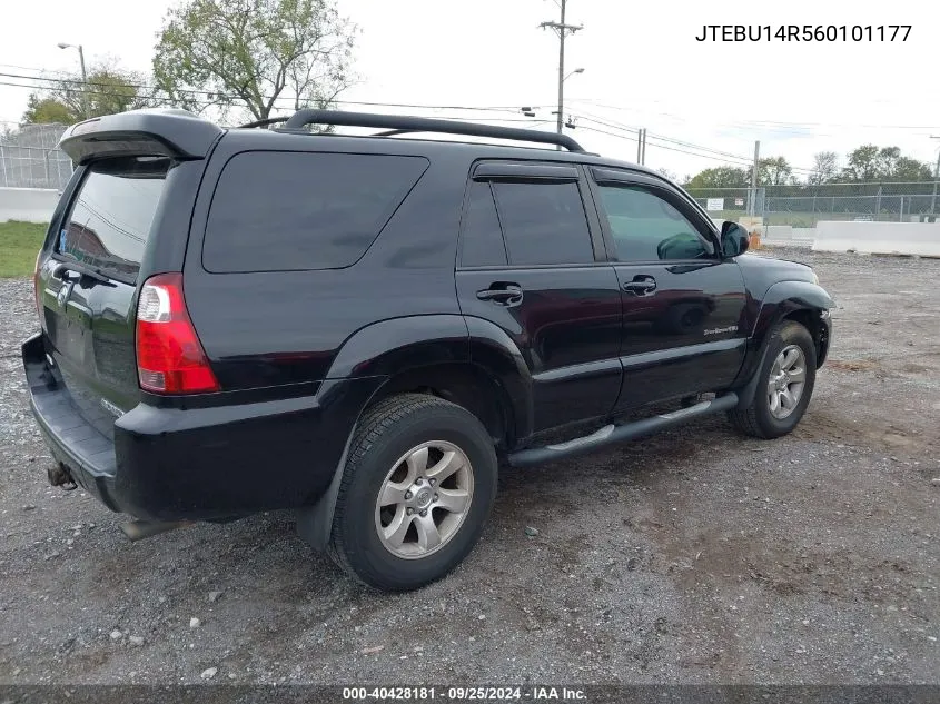 2006 Toyota 4Runner Sr5 Sport V6 VIN: JTEBU14R560101177 Lot: 40428181