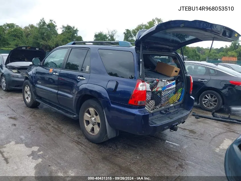 JTEBU14R968053510 2006 Toyota 4Runner Sr5 V6