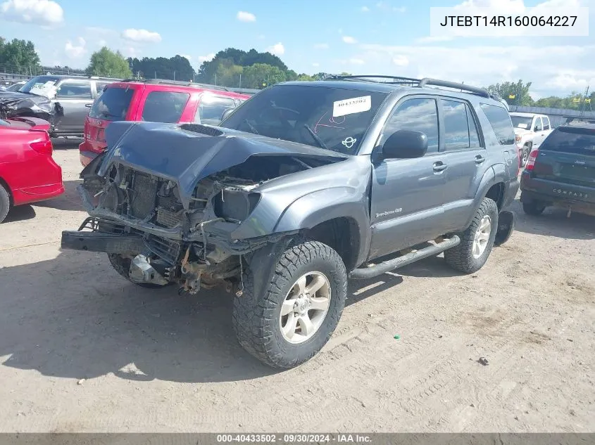 2006 Toyota 4Runner Sr5 Sport V8 VIN: JTEBT14R160064227 Lot: 40433502