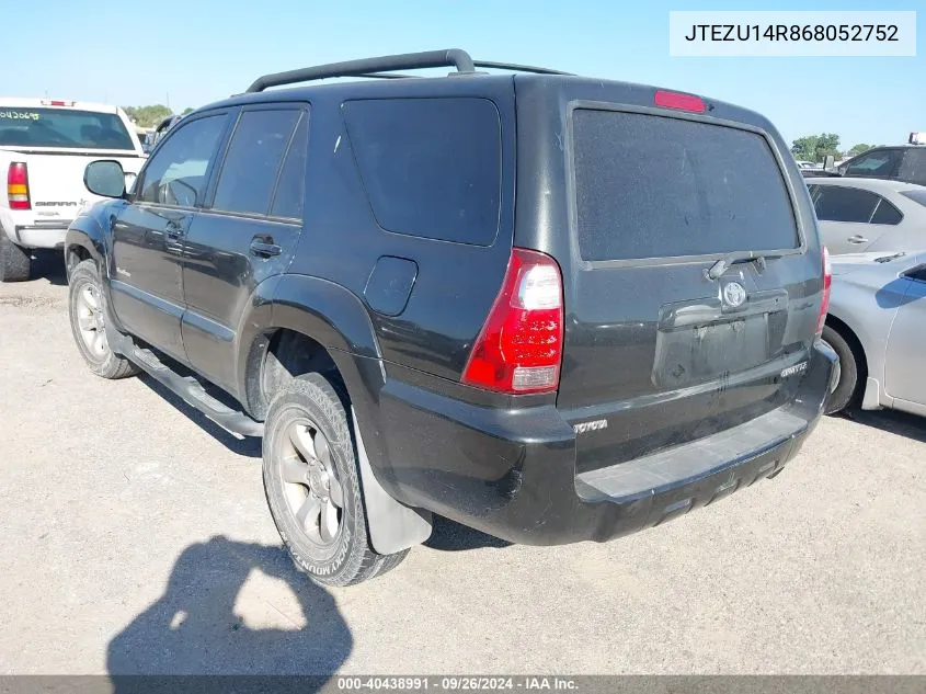 2006 Toyota 4Runner Sr5 Sport V6 VIN: JTEZU14R868052752 Lot: 40438991