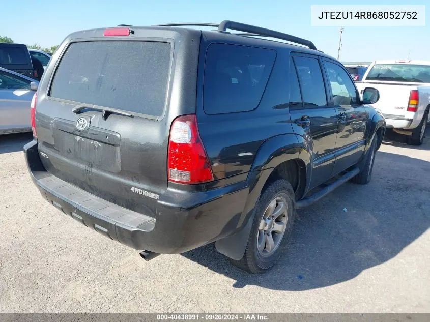 2006 Toyota 4Runner Sr5 Sport V6 VIN: JTEZU14R868052752 Lot: 40438991