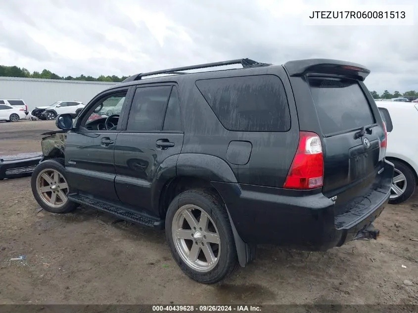 JTEZU17R060081513 2006 Toyota 4Runner Limited V6