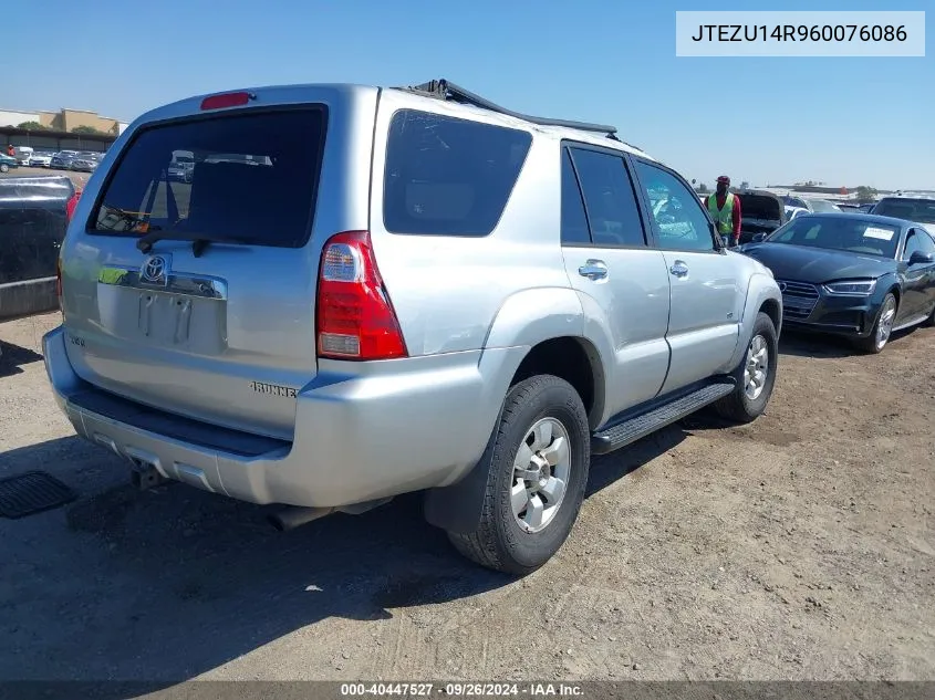 2006 Toyota 4Runner Sr5 V6 VIN: JTEZU14R960076086 Lot: 40447527