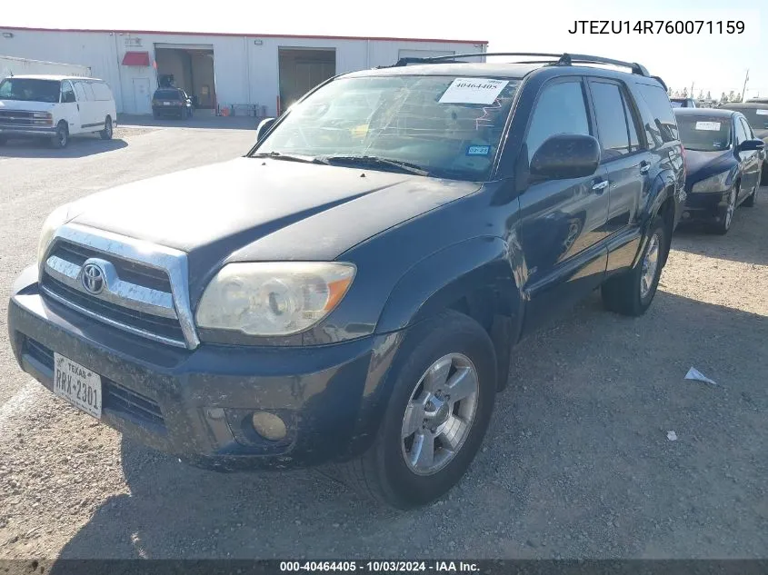 2006 Toyota 4Runner Sr5 V6 VIN: JTEZU14R760071159 Lot: 40464405