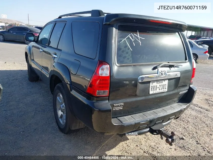 2006 Toyota 4Runner Sr5 V6 VIN: JTEZU14R760071159 Lot: 40464405