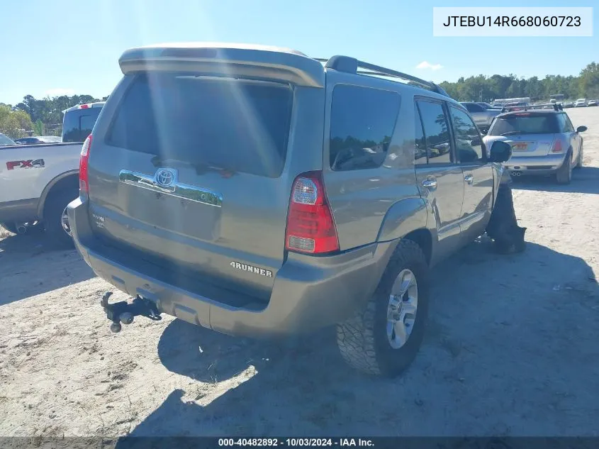 2006 Toyota 4Runner Sr5 V6 VIN: JTEBU14R668060723 Lot: 40482892