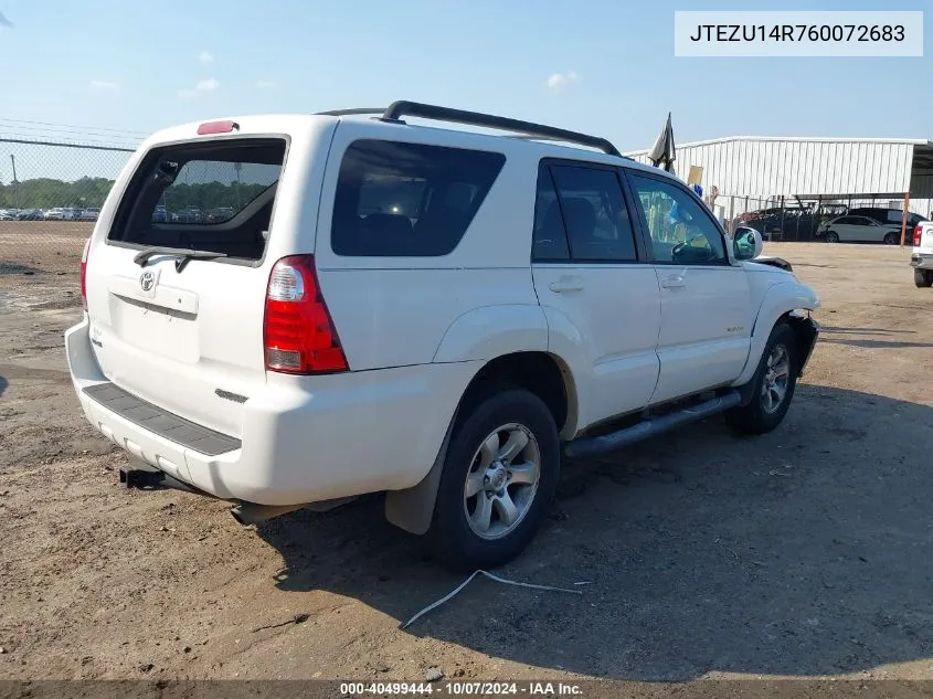 2006 Toyota 4Runner Sr5 Sport V6 VIN: JTEZU14R760072683 Lot: 40499444