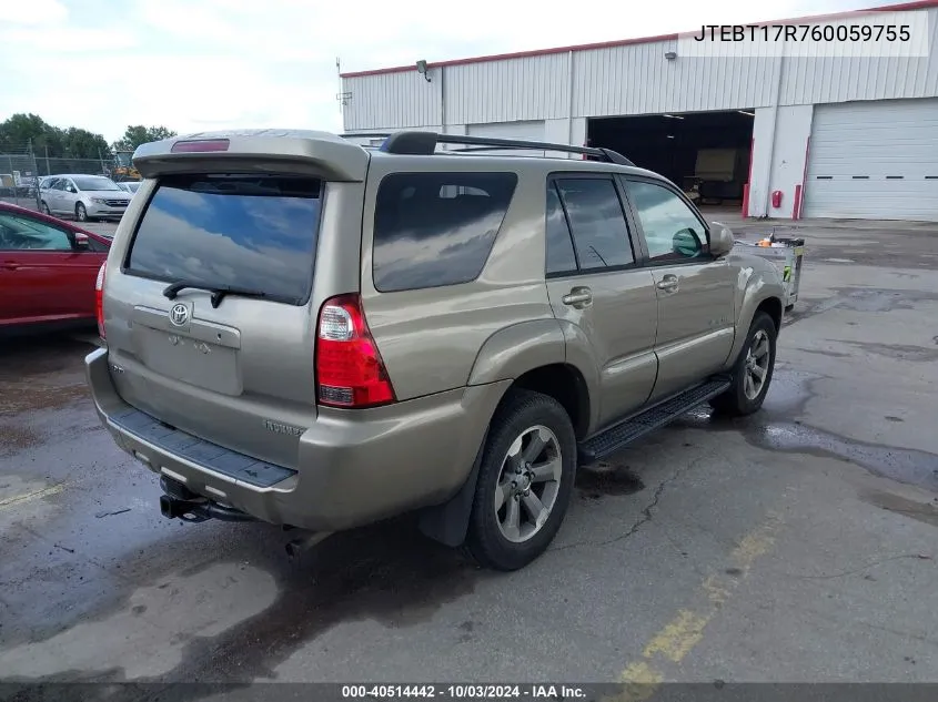 JTEBT17R760059755 2006 Toyota 4Runner Limited V8