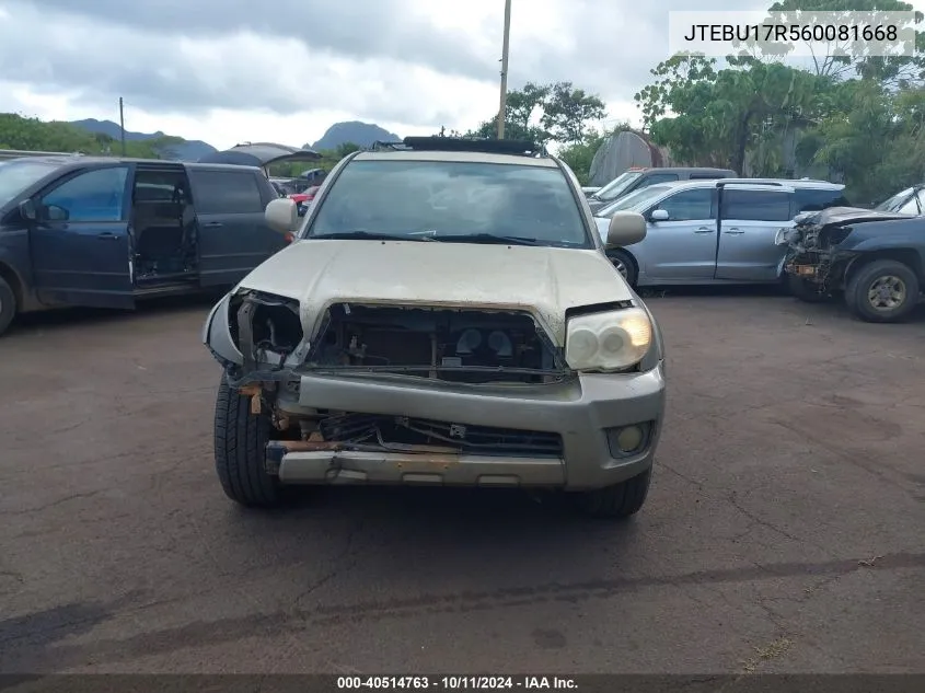 JTEBU17R560081668 2006 Toyota 4Runner Limited V6