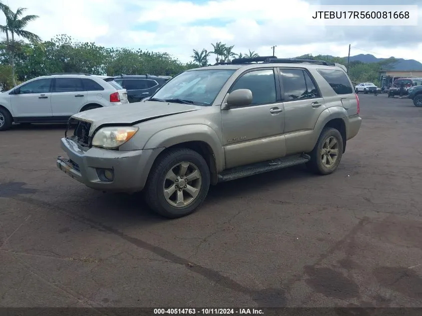 JTEBU17R560081668 2006 Toyota 4Runner Limited V6