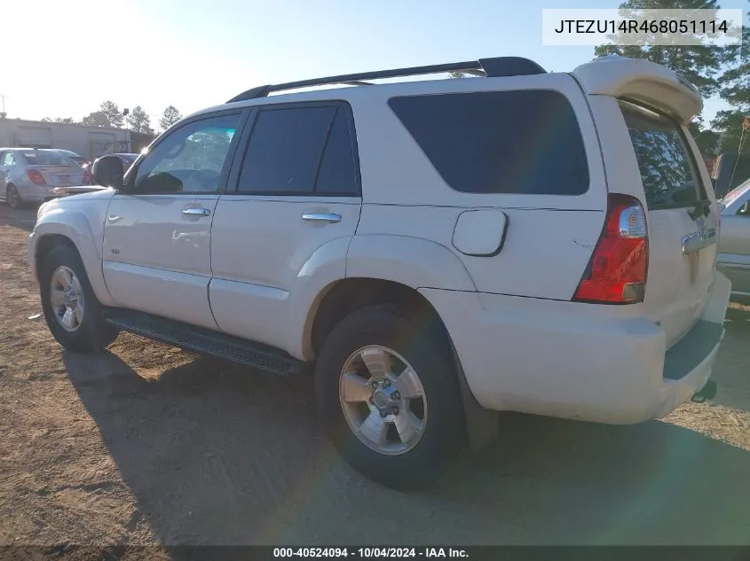 2006 Toyota 4Runner Sr5 V6 VIN: JTEZU14R468051114 Lot: 40524094