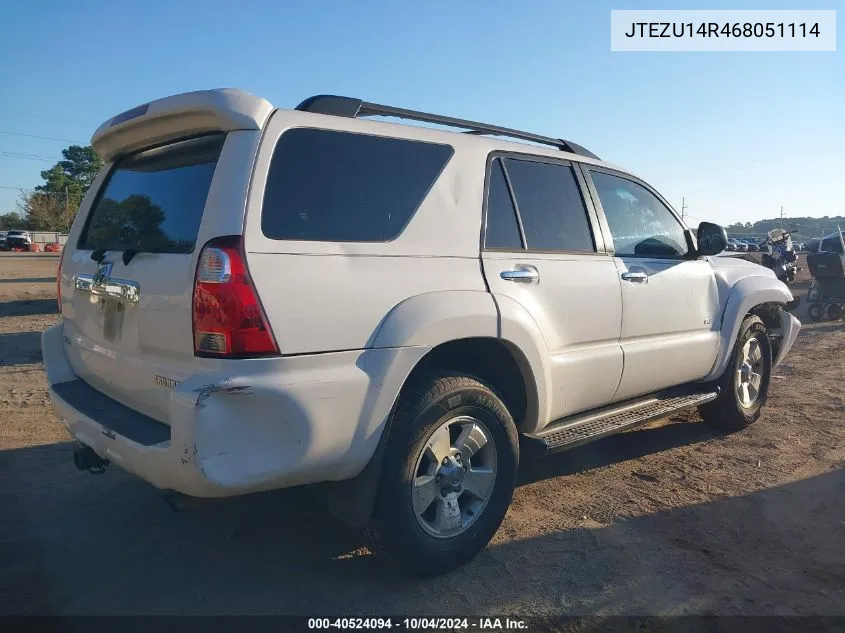 2006 Toyota 4Runner Sr5 V6 VIN: JTEZU14R468051114 Lot: 40524094