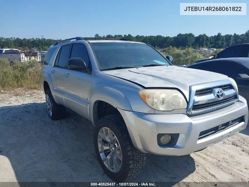 2006 Toyota 4Runner Sr5 V6 VIN: JTEBU14R268061822 Lot: 40525437