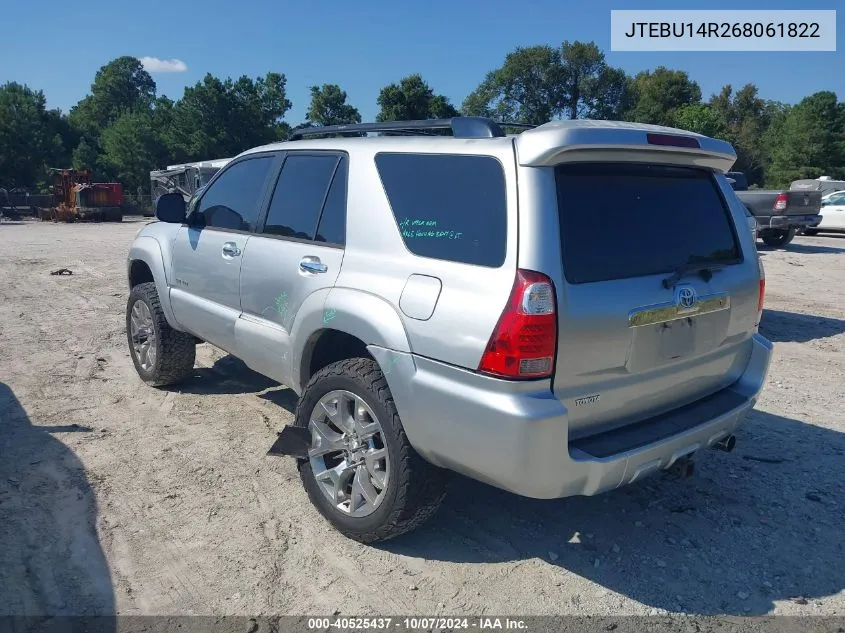 2006 Toyota 4Runner Sr5 V6 VIN: JTEBU14R268061822 Lot: 40525437