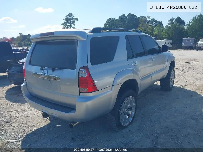 2006 Toyota 4Runner Sr5 V6 VIN: JTEBU14R268061822 Lot: 40525437