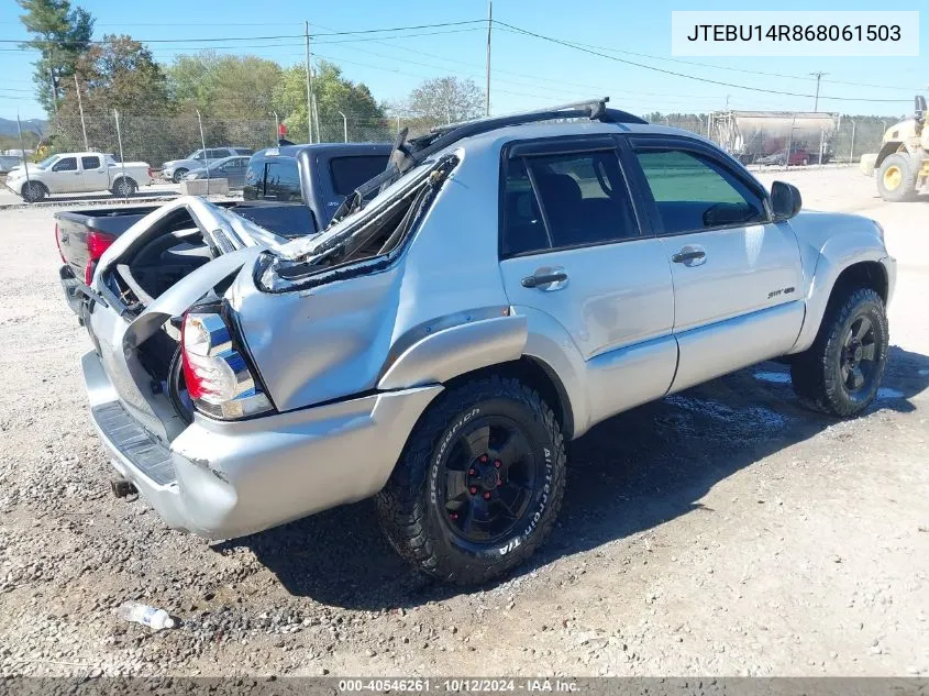 2006 Toyota 4Runner Sr5 V6 VIN: JTEBU14R868061503 Lot: 40546261